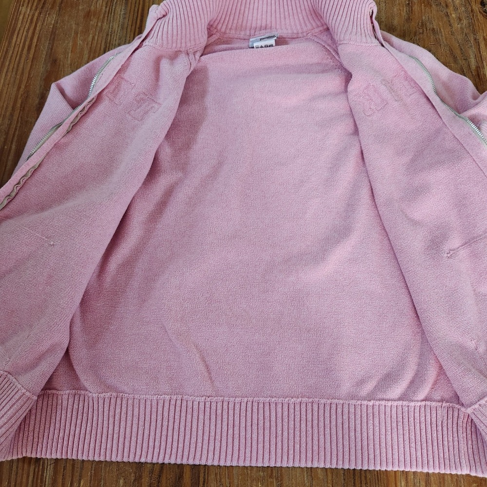 Vtg Disneyland Resort Tinkerbell Full Zip Pink Cardigan Sweater XXL Elbow Patch - Picture 10 of 13